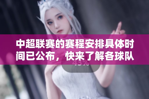 中超联赛的赛程安排具体时间已公布，快来了解各球队的对阵信息！
