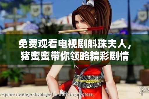 免费观看电视剧斛珠夫人，猪蜜蜜带你领略精彩剧情