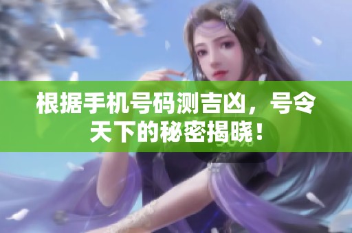 根据手机号码测吉凶，号令天下的秘密揭晓！