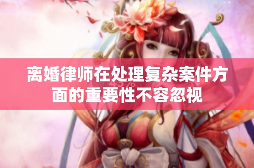 离婚律师在处理复杂案件方面的重要性不容忽视