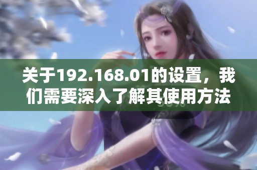 关于192.168.01的设置，我们需要深入了解其使用方法和技巧