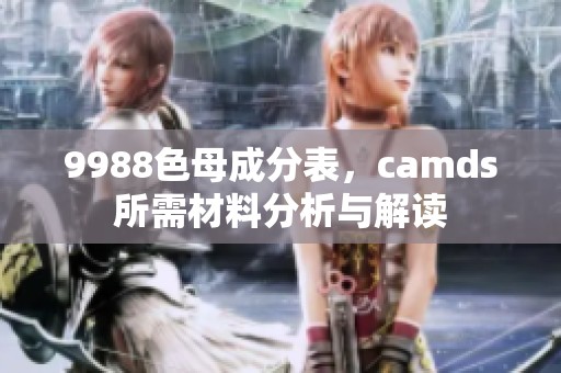 9988色母成分表，camds所需材料分析与解读