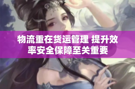 物流重在货运管理 提升效率安全保障至关重要