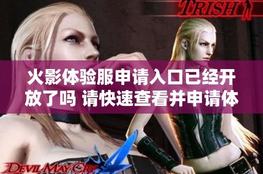 火影体验服申请入口已经开放了吗 请快速查看并申请体验资格