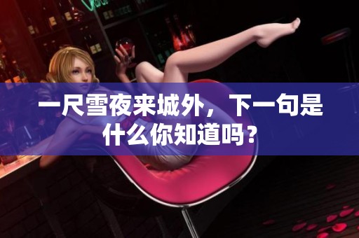 一尺雪夜来城外，下一句是什么你知道吗？