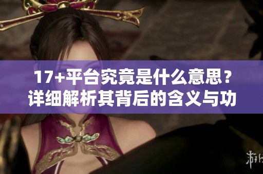 17+平台究竟是什么意思？详细解析其背后的含义与功能