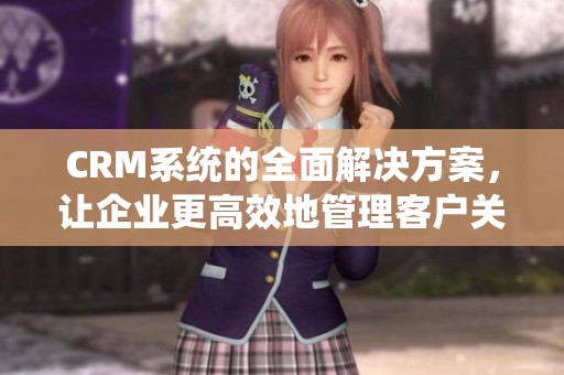 CRM系统的全面解决方案，让企业更高效地管理客户关系