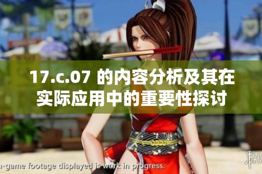 17.c.07 的内容分析及其在实际应用中的重要性探讨